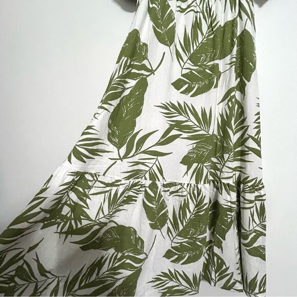 Anthropologie Green Leaf Print Maxi Dress - Picture 8 of 12